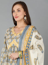 Women Cotton Printed Floral Kurta Trousers-VKSKD1386A